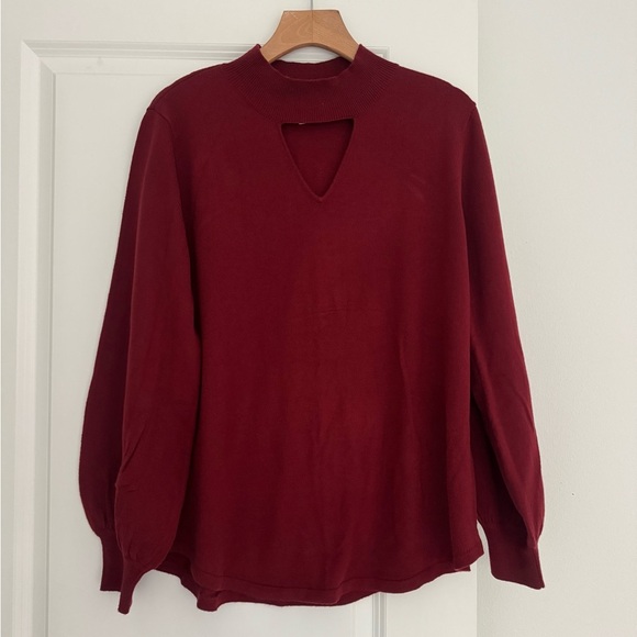 Style & Co women’s maroon colored neck keyhole long sleeve sweater size XL - Picture 2 of 5